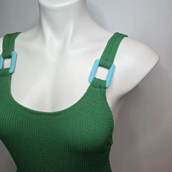 Aerie Birthday Scoop Cheekiest One Piece Swimsuit Jelly Bean Green Blue Medium - Picture 6 of 9